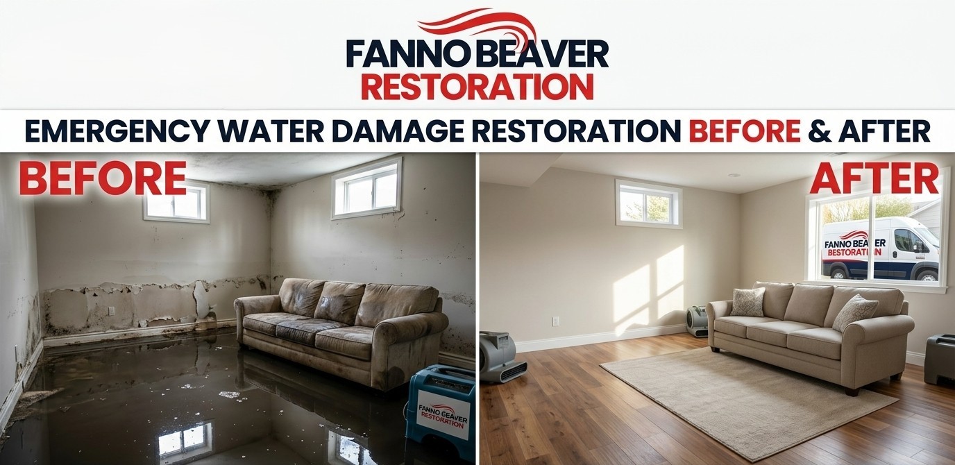 Before and After Emergency Water Damage Restoration — Fanno Beaver Restoration Beaverton OR