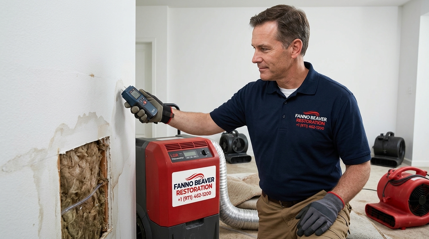 Professional Moisture Inspection in Action - Fanno Beaver Restoration Beaverton OR