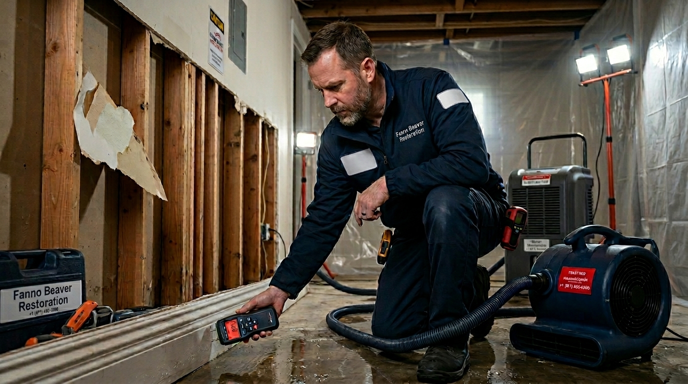 Professional Water Damage Assessment In Action - Fanno Beaver Restoration Beaverton OR
